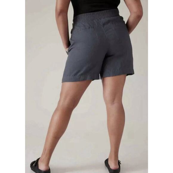 Athleta Shorts Women Sz 0 Voyager Linen Short Granite Blue Pockets Safari Modest - Picture 2 of 4